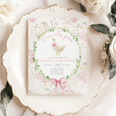 ワンガ間抜けースピンクボーガール写真1st誕生日 招待状