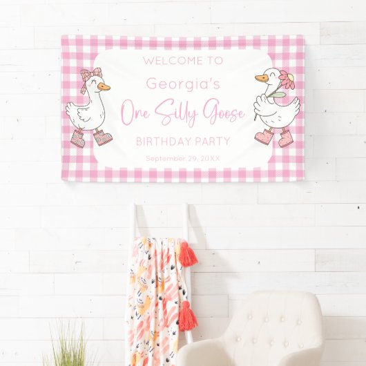 ワンガ間抜けースピンク1歳の誕生日へようこそ 横断幕 (インサイチュ)