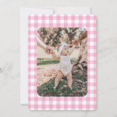 ワンガ間抜けースピンク1歳の誕生日フォト招待状 招待状 (裏面)