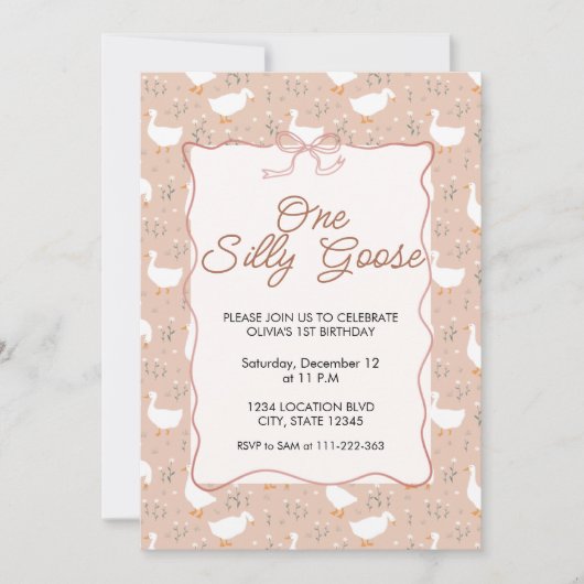 ワンガ間抜けースファーストパーティー誕生日招待状 招待状 (正面)