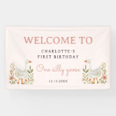 ワンガ間抜けースファースト誕生日ガールパーティーサイン 横断幕 (横)