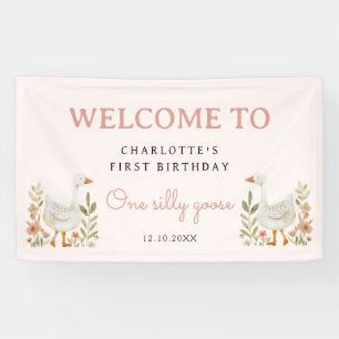 ワンガ間抜けースファースト誕生日ガールパーティーサイン 横断幕
