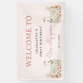 ワンガ間抜けースファースト誕生日ガールパーティーサイン 横断幕 (縦)