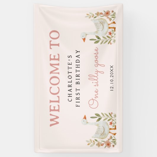 ワンガ間抜けースファースト誕生日ガールパーティーサイン 横断幕 (縦)