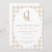 ワンガ間抜けースファースト誕生日パーティーへの招待 招待状 (正面/裏面)