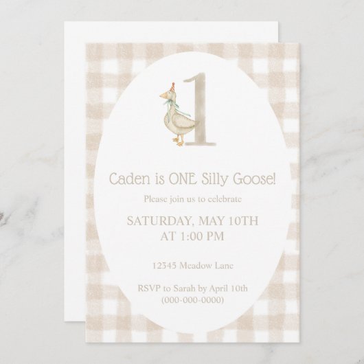 ワンガ間抜けースファースト誕生日パーティーへの招待 招待状 (正面/裏面)