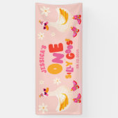 ワンガ間抜けースフェスティバルピンクキッズバースデーパーティー 横断幕 (縦)