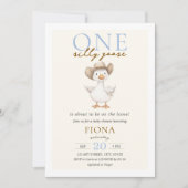 ワンガ間抜けースブルーギンガムボーイ赤ちゃんシャワー 招待状 (正面)