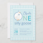 ワンガ間抜けースブルーパーティーハットボーイファースト誕生日 招待状 (正面)