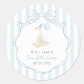 ワンガ間抜けースブルーボウファースト誕生日 ラウンドシール (正面)