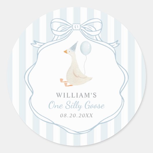 ワンガ間抜けースブルーボウファースト誕生日 ラウンドシール (正面)