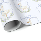 ワンガ間抜けースブルーボークレストヴィンテージ誕生日 ラッピングペーパー (ロールコーナー)