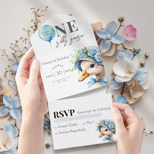 ワンガ間抜けースボーイ1歳招待状 オールインワン招待状