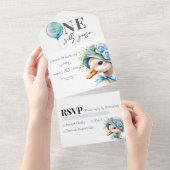 ワンガ間抜けースボーイ1歳招待状 オールインワン招待状 (貼ってはがせる)