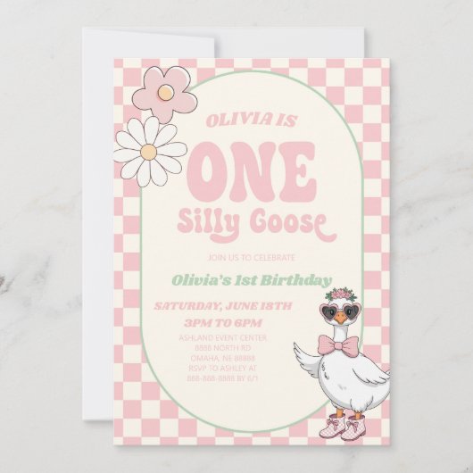 ワンガ間抜けースモダンレトロ第1誕生日パーティー 招待状 (正面)