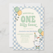 ワンガ間抜けースモダンレトロ第1誕生日パーティー 招待状 (正面)