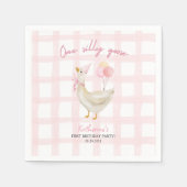 ワンガ間抜けースヴィンテージピンクダック1st誕生日 スタンダードカクテルナプキン (正面)