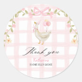 ワンガ間抜けースヴィンテージピンクダック1st誕生日 ラウンドシール (正面)