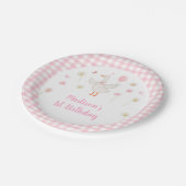 ワンガ間抜けース春ピンクデイジーファースト誕生日 ペーパープレート (アングル)
