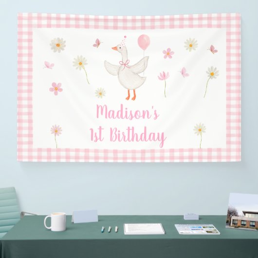 ワンガ間抜けース春ピンクデイジーファースト誕生日 横断幕 (トレードショー)
