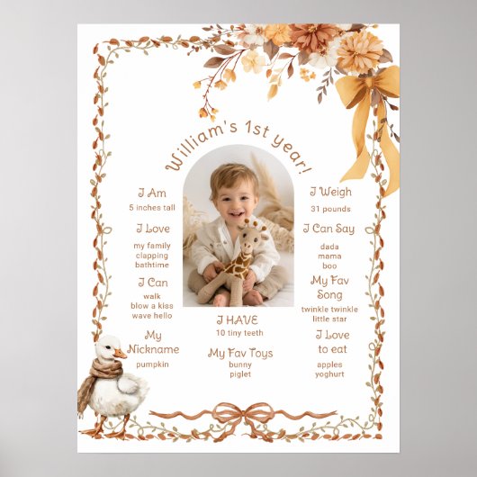 ワンガ間抜けース秋1st誕生日フォトマイルストーン ポスター (正面)