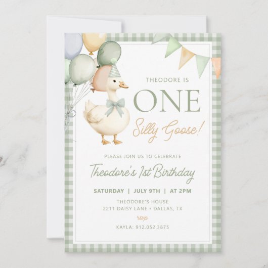 ワンガ間抜けース誕生日ファースト誕生日招待状 招待状 (正面)