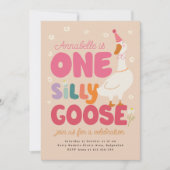 ワンガ間抜けース誕生日招待状グース間抜け1st 招待状 (正面)