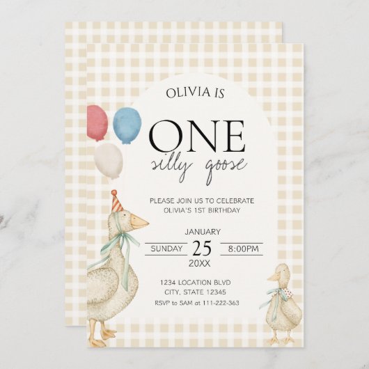 ワンガ間抜けース誕生日 招待状 (正面/裏面)