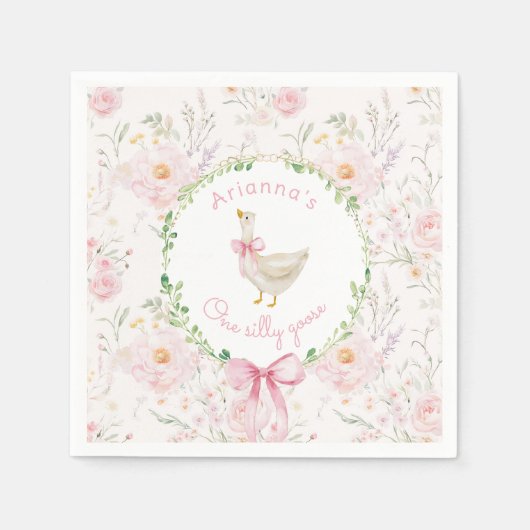 ワンガ間抜けース赤面ピンクボウガール1st誕生日 スタンダードカクテルナプキン (正面)