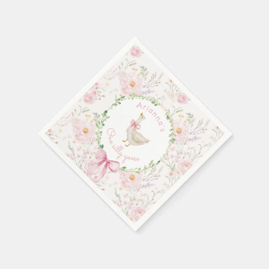 ワンガ間抜けース赤面ピンクボウガール1st誕生日 スタンダードカクテルナプキン (角)
