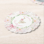 ワンガ間抜けース赤面ピンクボウガール1st誕生日 ペーパーコースター (アングル)