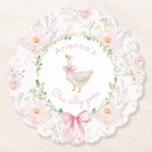 ワンガ間抜けース赤面ピンクボウガール1st誕生日 ペーパーコースター (正面)