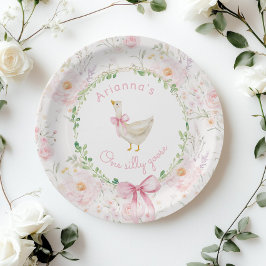 ワンガ間抜けース赤面ピンクボウガール1st誕生日 ペーパープレート