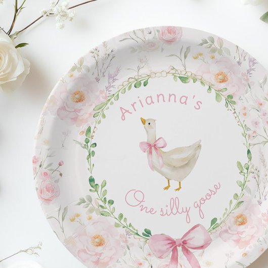 ワンガ間抜けース赤面ピンクボウガール1st誕生日 ペーパープレート