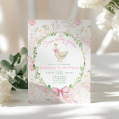 ワンガ間抜けース赤面ピンクボウガール1st誕生日 招待状