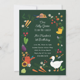 ワンガ間抜けース農家ガーデンテーマグリーン誕生日 招待状