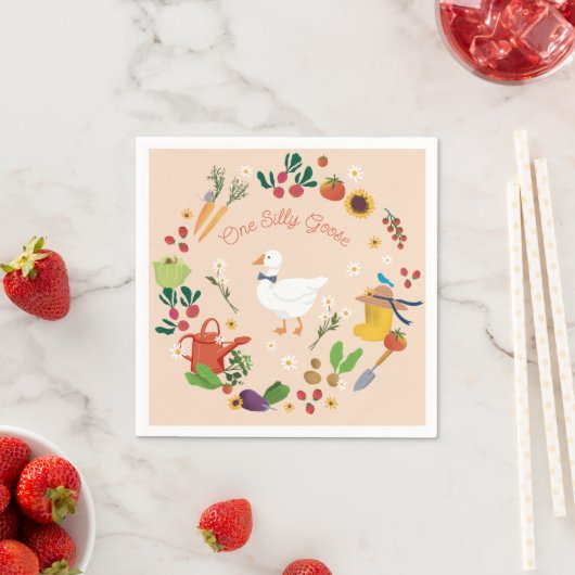 ワンガ間抜けース農家ガーデンテーマピーチ スタンダードカクテルナプキン (インサイチュ)