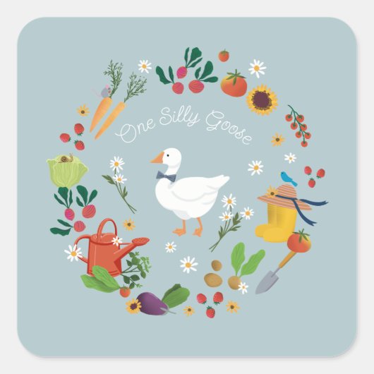 ワンガ間抜けース農家ガーデンテーマブルー スクエアシール (正面)