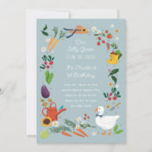 ワンガ間抜けース農家ガーデンテーマ誕生日 招待状 (正面)