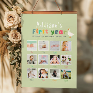ワンガ間抜けース1年目の誕生日写真コラージュ ポスター