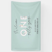 ワンガ間抜けース1歳の誕生日かわいい歓迎シンプル 横断幕 (縦)