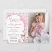 ワンガ間抜けース1歳の誕生日パーティー写真 招待状 (正面)