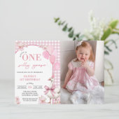 ワンガ間抜けース1歳の誕生日パーティー写真 招待状 (スタンド正面)