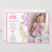 ワンガ間抜けース1歳の誕生日パーティー写真 招待状 (正面)