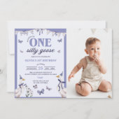 ワンガ間抜けース1歳の誕生日パーティー写真 招待状 (正面)