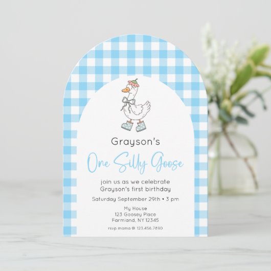 ワンガ間抜けース1歳の誕生日フォト招待状 招待状 (スタンド正面)