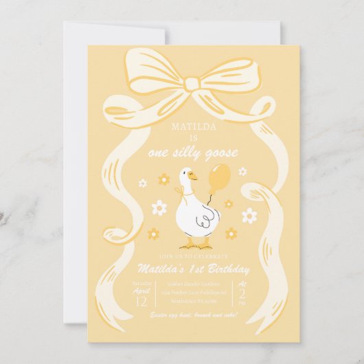 ワンガ間抜けース1st誕生日パーティー春誕生日 招待状 (正面)