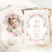 ワンガ間抜けース1st誕生日ヴィンテージボウフローラ 招待状