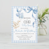 ワンガ間抜けース1st誕生日招待状 – 青 招待状 (スタンド正面)