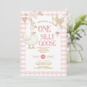 ワンガ間抜けース1thバースデーバルーンピンクギンガム 招待状 (スタンド正面)